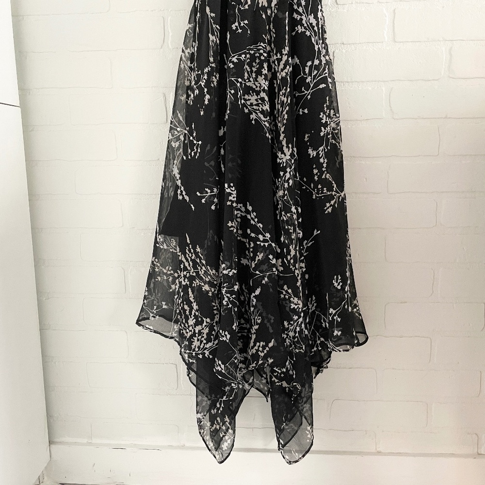 Vintage Sequin Hanky Hem Prom Dress Dark Fairy Black Silver Sz L - Picture 11 of 12